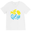 neo geo tribute yellow &amp; blue logo V-Neck Tee