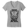 Never Underestimate Dog Rescuer Who Was Born April Women's V-Neck T-Shirt