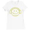smiley dj techno,club,dance,music,rave retro Ladies Fitted T-Shirt