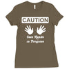 caution! jazz handsfunny jazz dance comic boogie camp trumpet Ladies Fitted T-Shirt