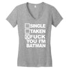 single taken i am batman funny Women's V-Neck T-Shirt