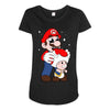 mario licking toad Maternity Scoop Neck T-shirt