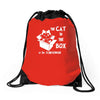 the cat in the box Drawstring Bags