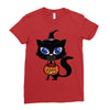 witch cat Ladies Fitted T-Shirt