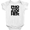 photographer camera photography modern text photos scrapbook geek t sh Baby Onesie