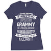 Super Cool Grammy Of A Freaking Awesome Granddaughter Ladies Fitted T-Shirt