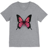 breast cancer butterfly V-Neck Tee