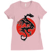 sun dragon with pearl   black red white Ladies Fitted T-Shirt