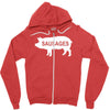 pig sausages funny Zipper Hoodie