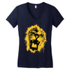 lion yellow Women's V-Neck T-Shirt