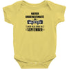 never underestimate an old man who was born in september Baby Onesie