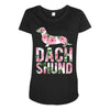 dachshund floral Maternity Scoop Neck T-shirt