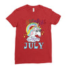 unicorns are born in july cute unicorn Ladies Fitted T-Shirt