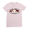 September Peeking Out Baby Boy Ladies Fitted T-Shirt