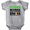 vegan because plant powered badass was not an offical tittle black Baby Bodysuit