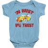 in rust we trust  rat beetle hot rod Baby Bodysuit