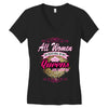 quens are born [your date] Women's V-Neck T-Shirt