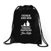 Father and Son Fishing Partners For Life Drawstring Bags