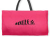 evolution of a cyclist mens black or blue cycling t shirt bike Weekender Totes