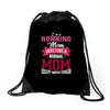 running mom white Drawstring Bags