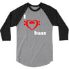 i love heart bass guitar music 3/4 Sleeve Shirt