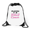 playing for breast cancer Drawstring Bags