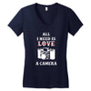 All i Need is Love A Camera Women's V-Neck T-Shirt