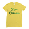 merry christmas green glitter Ladies Fitted T-Shirt