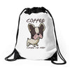 coffee makes me poop Drawstring Bags