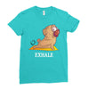 yoga pug exhale Ladies Fitted T-Shirt