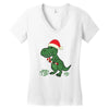 christmas dinosaur Women's V-Neck T-Shirt