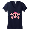 fummy pink skull long sleeve Women's V-Neck T-Shirt