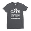 cats make me happy Ladies Fitted T-Shirt