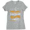 I'm a february woman I was born with my heart Ladies Fitted T-Shirt