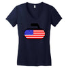 usa curling Women's V-Neck T-Shirt