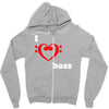 i love heart bass guitar music Zipper Hoodie