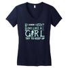 i ski like a girl Women's V-Neck T-Shirt