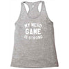 nerd game is strong Racerback Tank