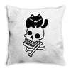 cat and crossbones Throw Pillow