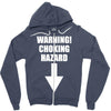 warning choking hazard printed Zipper Hoodie
