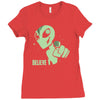 alien believe space sci fi ufo nerd Ladies Fitted T-Shirt