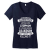 Super Cool Stepmom Of A Freaking Awesome Grandson Women's V-Neck T-Shirt