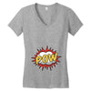 POW! Funny Explosion Cartoon Women's V-Neck T-Shirt