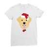 golden retriever dog with red santa's hat Ladies Fitted T-Shirt