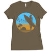 beach surfer silhouette birds sand waves palm Ladies Fitted T-Shirt