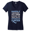 happily married to a man kicking the crap outta stomach cancer Women's V-Neck T-Shirt