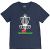 disc golf frisbee leaning on target basket innova V-Neck Tee