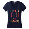 let's fall in love Women's V-Neck T-Shirt