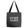 i love my soldier navy camouflage Tote Bags