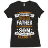 Super Cool Father Of A Freaking Awesome Son Ladies Fitted T-Shirt